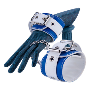 Weiche, verstellbare blaue und wei&szlig;e Handschellen, SM-Bondage-Fesseln-Set