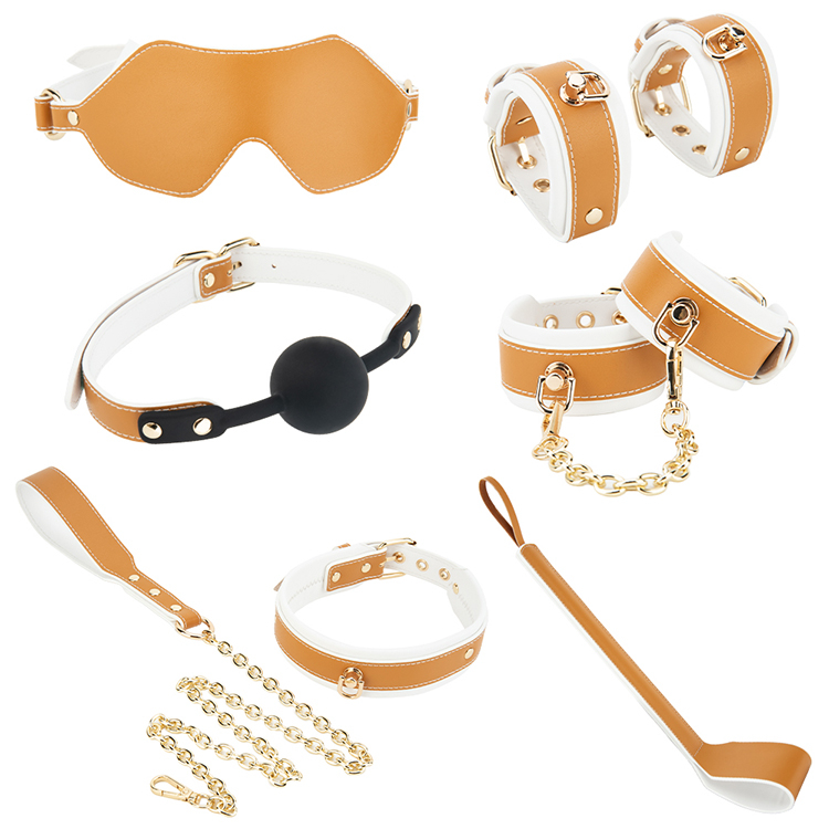 6 STKS Geel BDSM Bondage Kit Sexy Paar Volwassen Speelgoed voor SM Fetish Rollenspel en Bondage Slave Play Perfect Present Gift