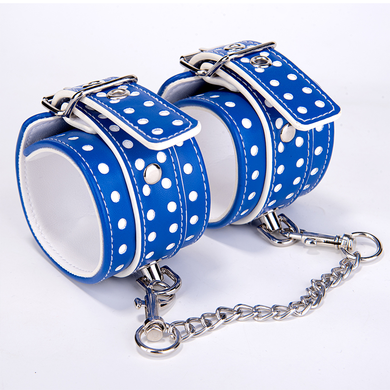 BDSM-Bondage, blaue PU-Leder-Handschellen, erotisches Spielzeug f&uuml;r Erwachsene, zum Spielen mit Fesseln