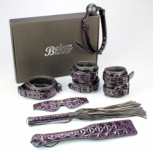 7PSC 大人のおもちゃボンデージセット 7 ピース パープル ダイヤモンド BDSM ギフトキット カップル用