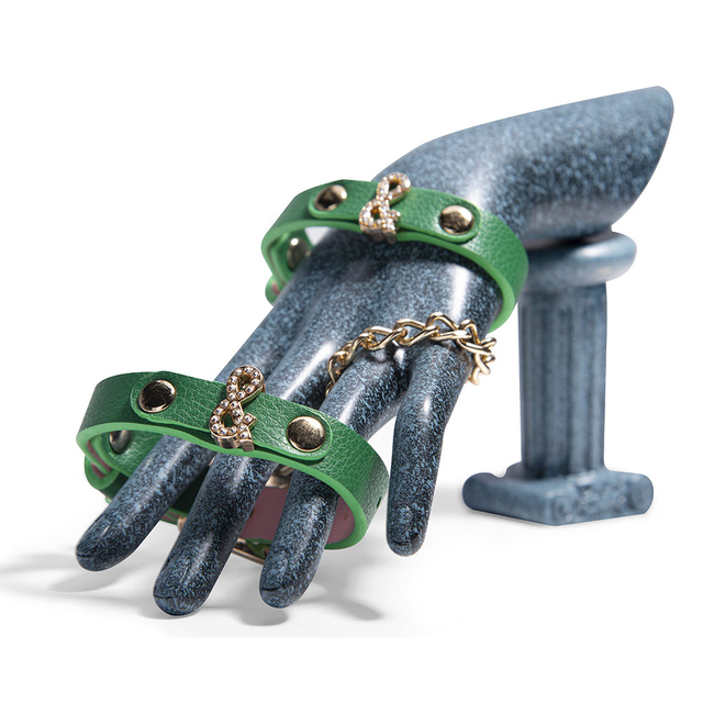 Weiche, verstellbare gr&uuml;ne Handschellen, SM-Bondage-Fesseln-Set