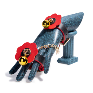 Weiche, verstellbare rote Handschellen mit Glocke, SM-Bondage-Fesseln-Set