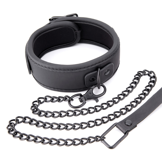 Zwarte BDSM-halsband Bdsm-bondagehalsband en riemset Vrouwen Rollenspel Seksspeeltjes Verstelbare slavensteunen Volwassen producten SM-bondagehalsband voor koppels