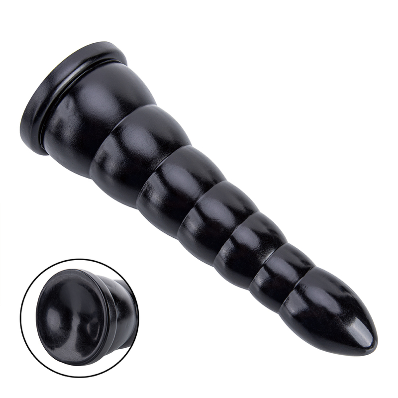 Lebensechter k&uuml;nstlicher Penisdildo, gro&szlig;es weiches schwarzes Fleischdesign mit PVC-Analplug f&uuml;r Frauen