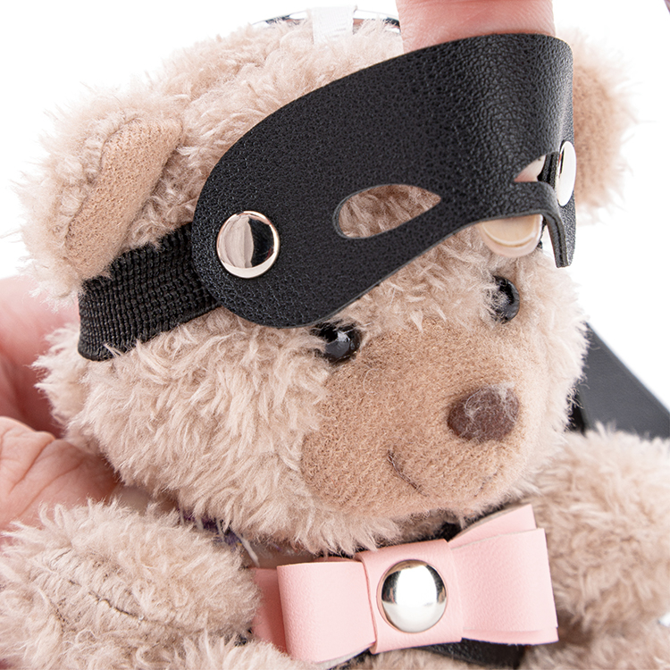 Schl&uuml;sselanh&auml;nger PU-Leder-BDSM-B&auml;r mit rosa Schleife