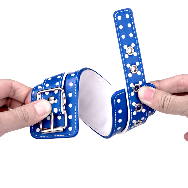 BDSM-Bondage, blaue PU-Leder-Handschellen, erotisches Spielzeug f&uuml;r Erwachsene, zum Spielen mit Fesseln