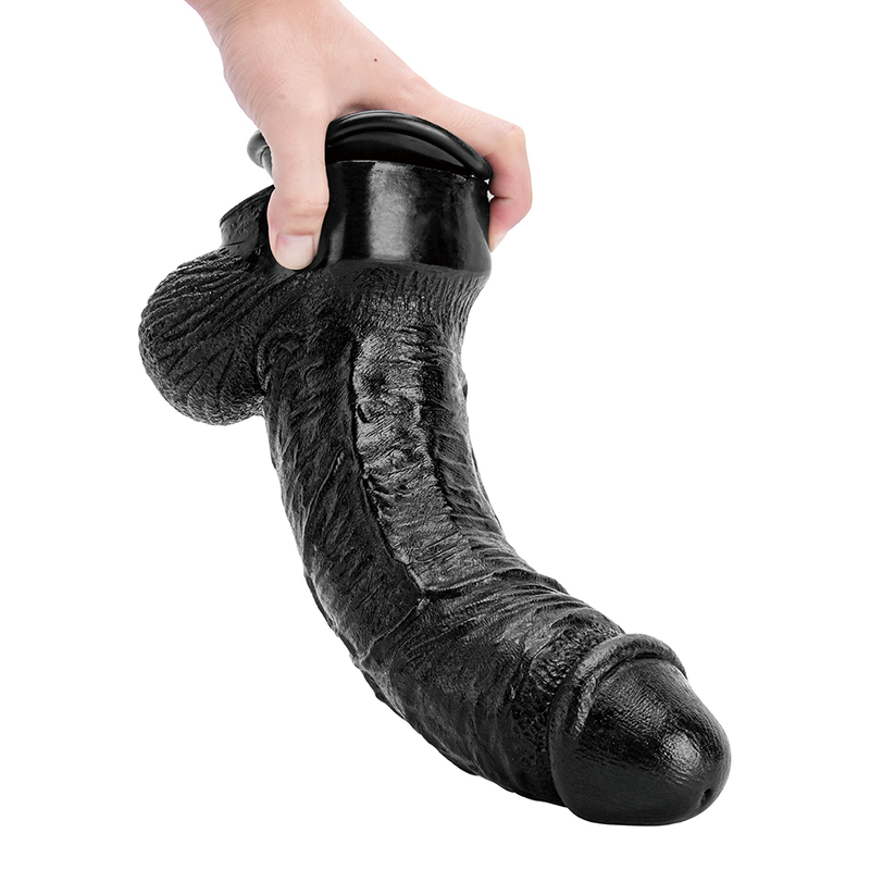 Body Safe 13,6 Zoll schwarzer realistischer PVC-Dildo f&uuml;r Frauen. Realistischer Penis mit starkem Saugnapf