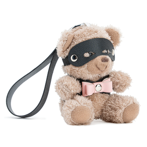 Schl&uuml;sselanh&auml;nger PU-Leder-BDSM-B&auml;r mit rosa Schleife
