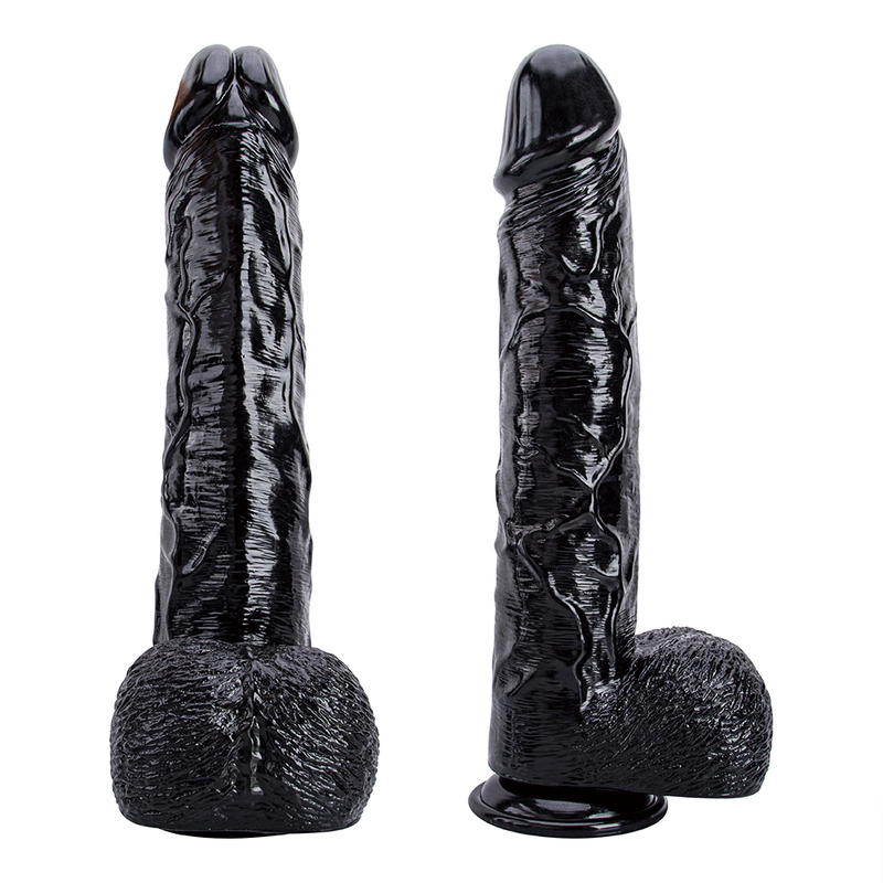 Realistischer, riesiger, weicher, biegsamer schwarzer PVC-Dildo mit starkem Saugnapf f&uuml;r erwachsene Frauen