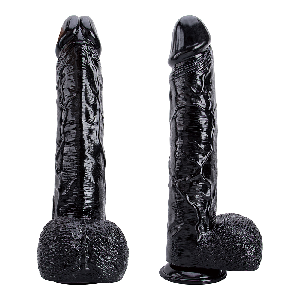 Realistischer, riesiger, weicher, biegsamer schwarzer PVC-Dildo mit starkem Saugnapf f&uuml;r erwachsene Frauen