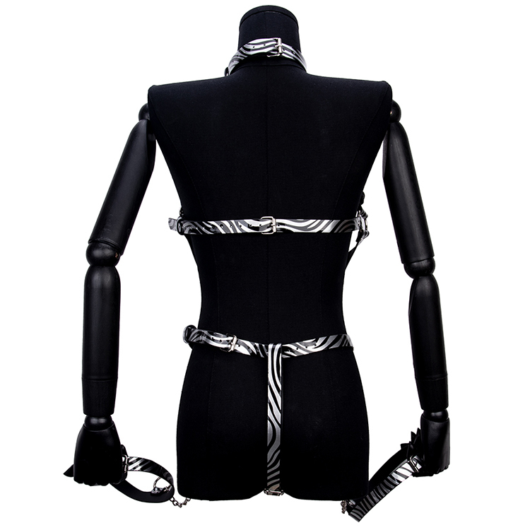 Zebraprint fetish rollenspel bondage set harnas beha voor borst bondage en SM slaaf fantasy play volwassen BDSM apparaat