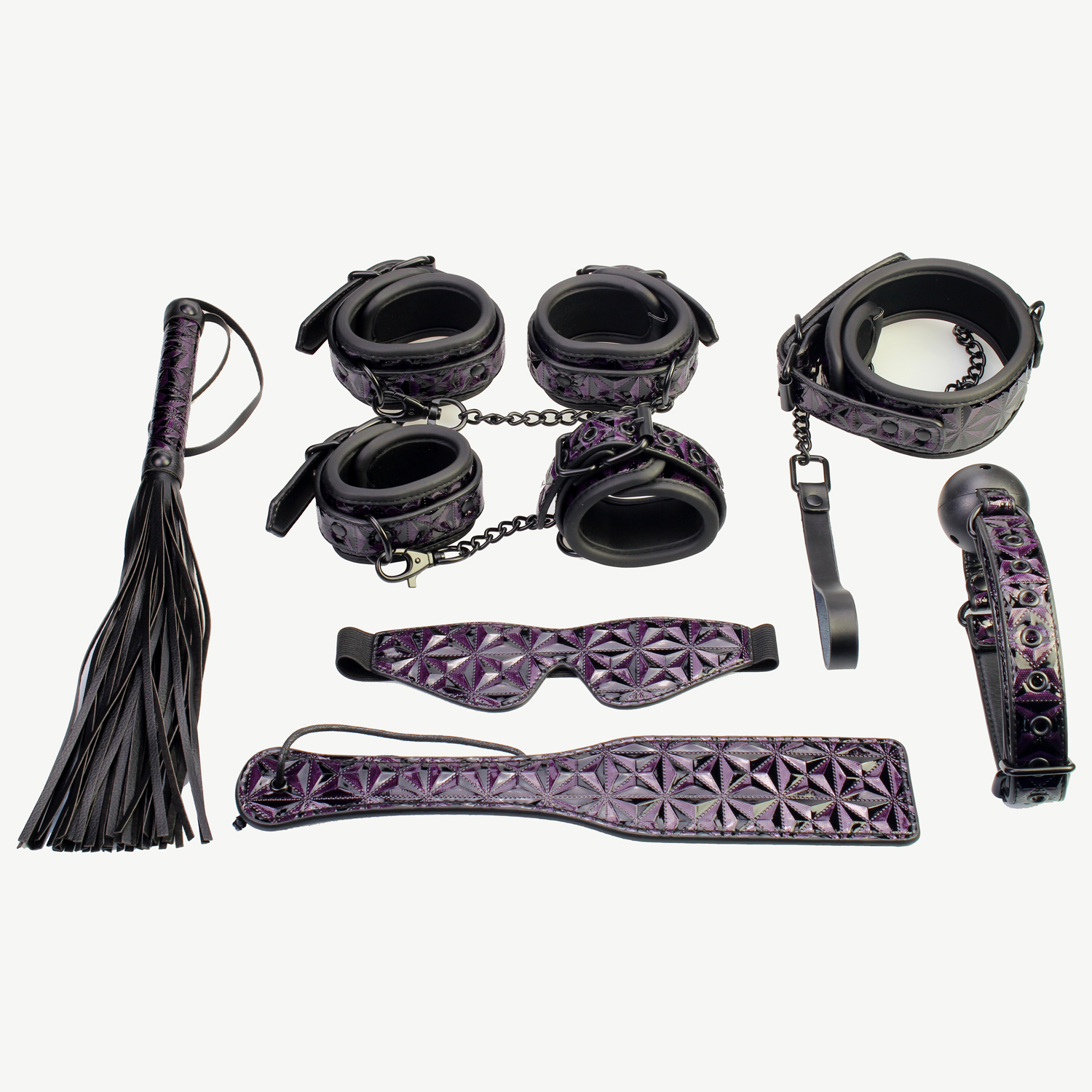 7PSC 大人のおもちゃボンデージセット 7 ピース パープル ダイヤモンド BDSM ギフトキット カップル用