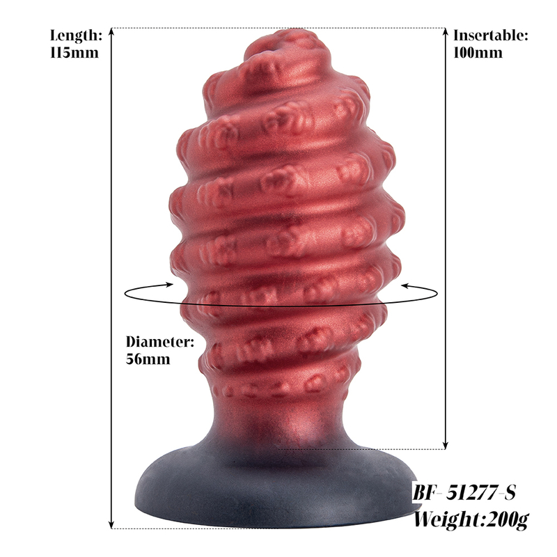 Zwart en rood spiraalvorm emulator zuignap realistische volwassen dildo
