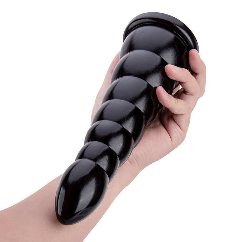 Lebensechter k&uuml;nstlicher Penisdildo, gro&szlig;es weiches schwarzes Fleischdesign mit PVC-Analplug f&uuml;r Frauen