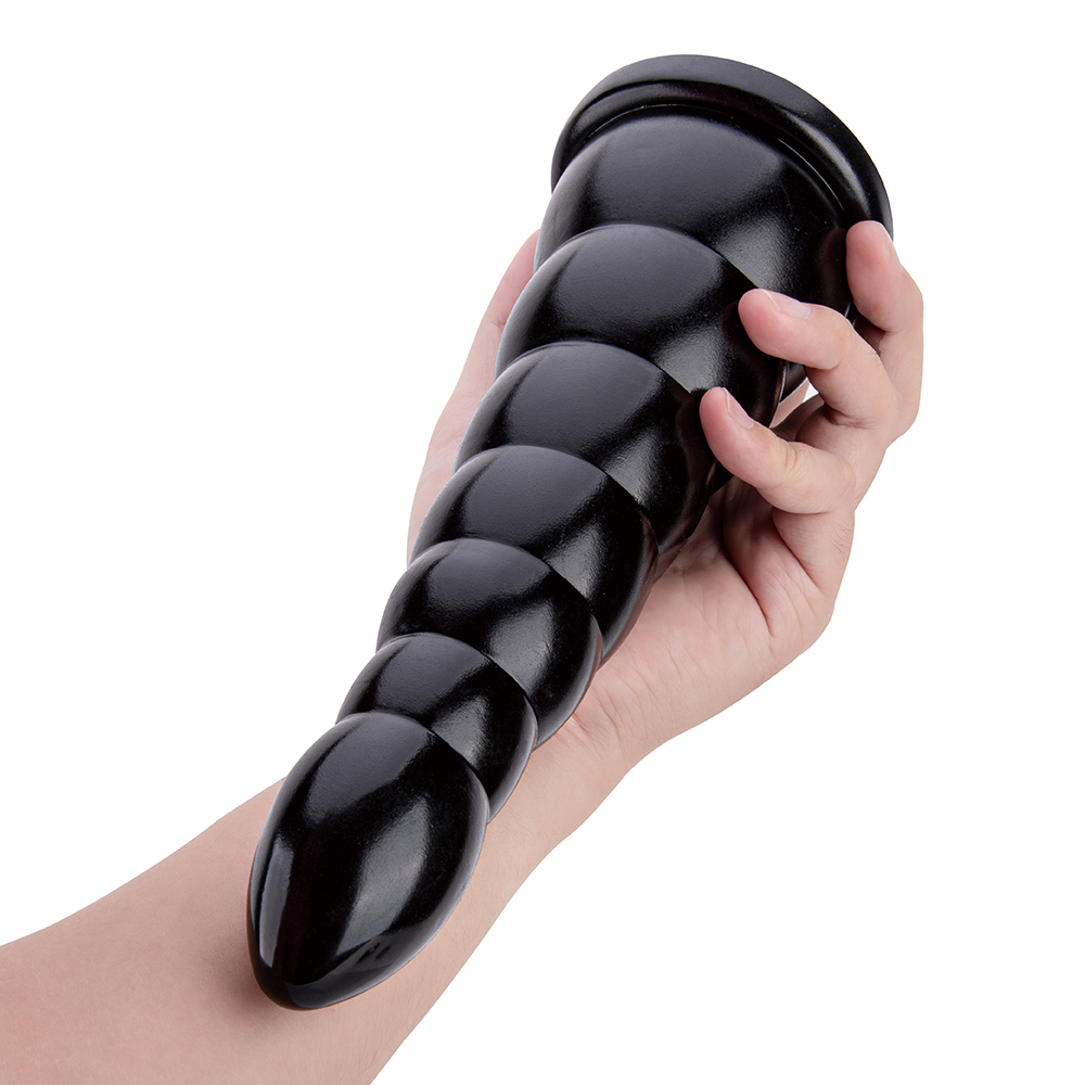 Lebensechter k&uuml;nstlicher Penisdildo, gro&szlig;es weiches schwarzes Fleischdesign mit PVC-Analplug f&uuml;r Frauen