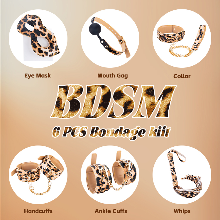 Set bondage cosplay per adulti BDSM da 6 pezzi Collezione da 6 pezzi per flirt di coppie e avventure SM