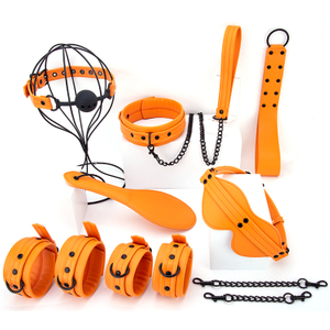 Kit bondage BDSM in velluto di zucca arancione a prezzo di fabbrica da 7 pezzi 