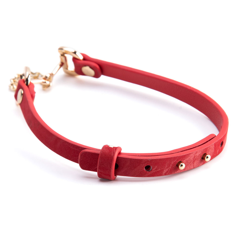 Vendita all'ingrosso Elegante collare in pelle SM con catena in metallo per adulti Squisita collana girocollo in pelle BDSM per donne e uomini
