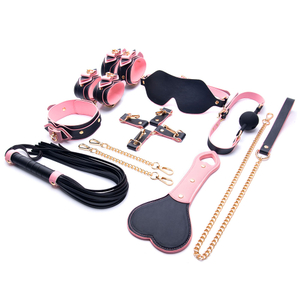 8-teiliges Bondage-Set aus PU-Leder, Fesselset, Fetisch-BDSM