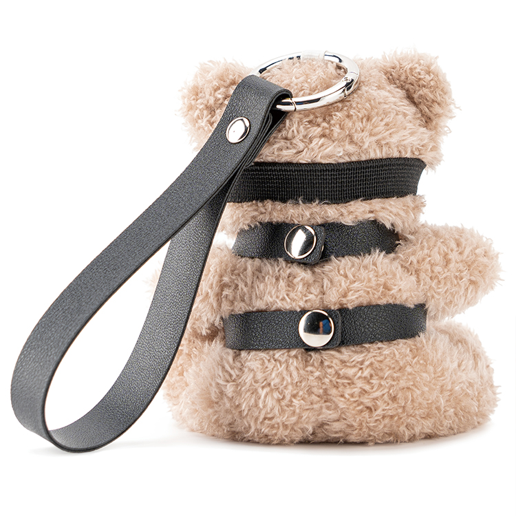 Schl&uuml;sselanh&auml;nger PU-Leder-BDSM-B&auml;r mit rosa Schleife