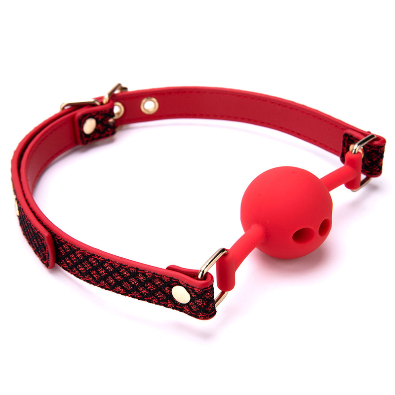 Ball-Sklavenknebel mit schwarzen PU-Lederriemen