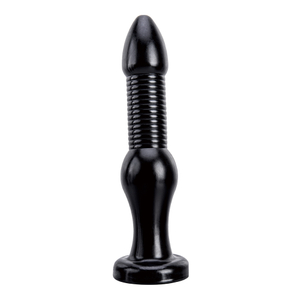 Plug anale con dildo a forma di cavallo nero per donna, materiale in morbido PVC con nodo grande e forte ventosa, punto G