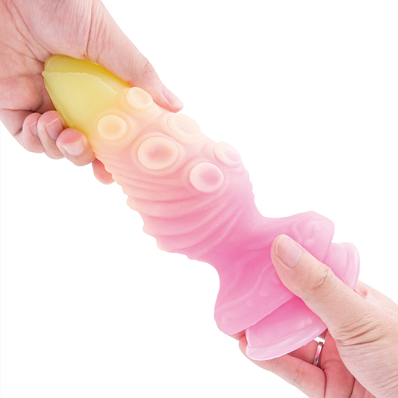  Farbe leuchtende Tentakelform Frau Spielzeug realistischer Erwachsener Dildo