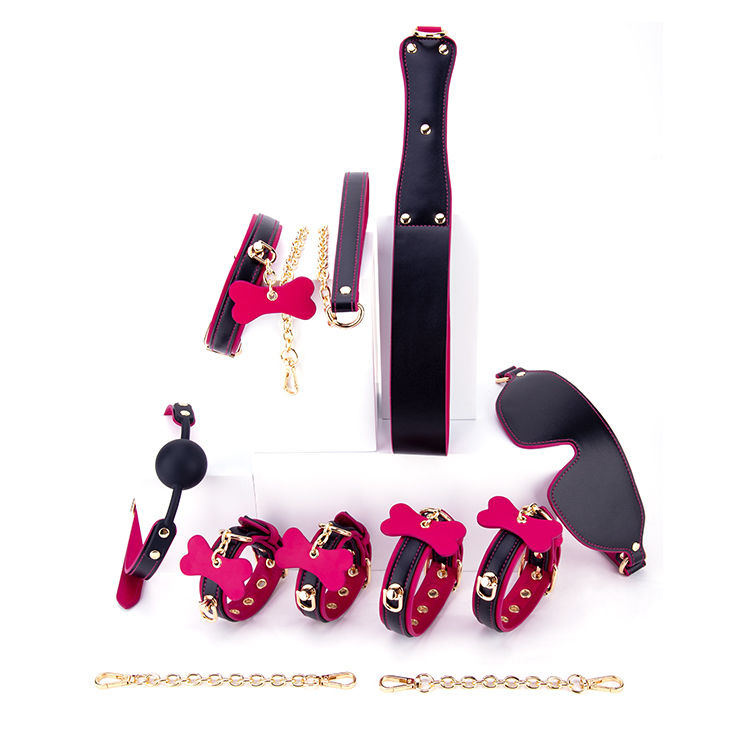 6PCS パープルとブラック BDSM 大人用 コスプレ ボンデージ セット カップルのいちゃつきや SM アドベンチャー用の 6 ピースコレクション