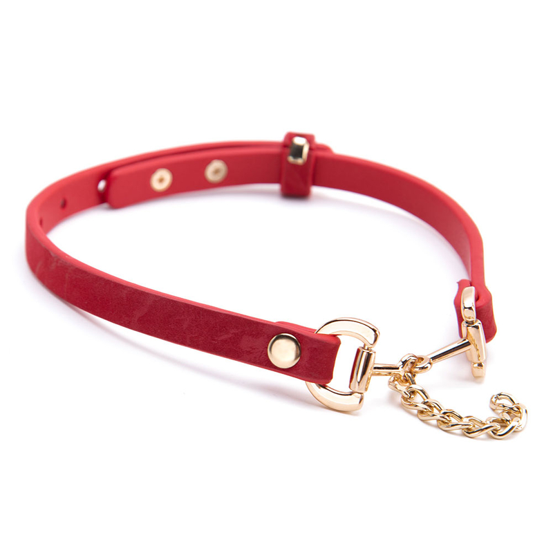 Vendita all'ingrosso Elegante collare in pelle SM con catena in metallo per adulti Squisita collana girocollo in pelle BDSM per donne e uomini