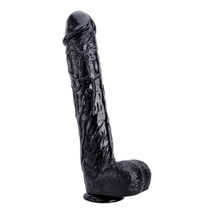 Erotikshop f&uuml;r riesiges, realistisches, weiches PVC-Dildo mit schwarzem K&ouml;rper, sicheres weibliches Masturbations-Sexspielzeug