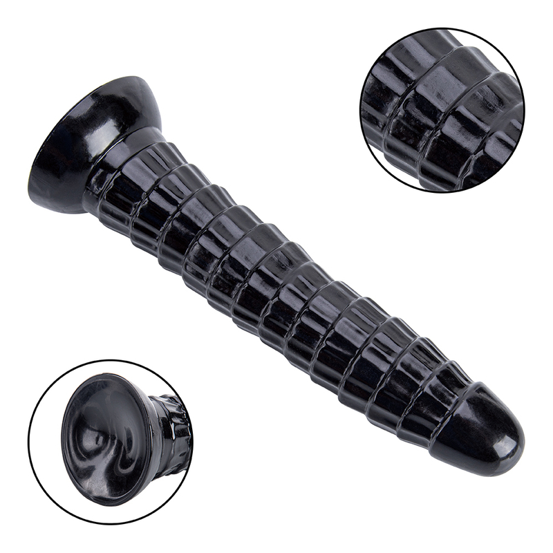 Langer schwarzer Dildo mit dickem Umfang f&uuml;r das Analspiel von Schwulen und Paaren. K&ouml;rpersicheres Material, riesiges Penisdesign