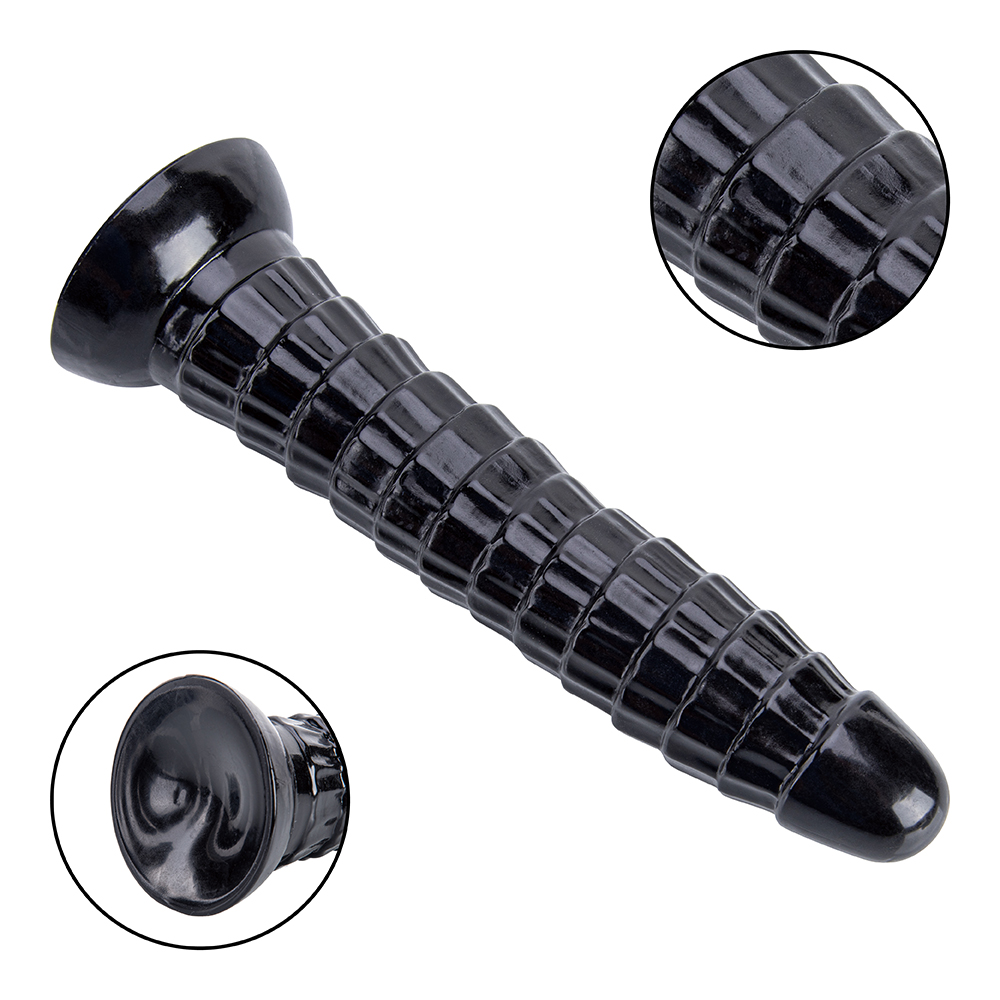 Langer schwarzer Dildo mit dickem Umfang f&uuml;r das Analspiel von Schwulen und Paaren. K&ouml;rpersicheres Material, riesiges Penisdesign