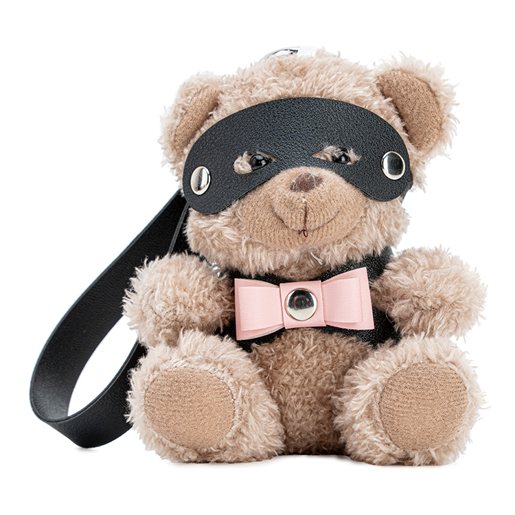 Schl&uuml;sselanh&auml;nger PU-Leder-BDSM-B&auml;r mit rosa Schleife