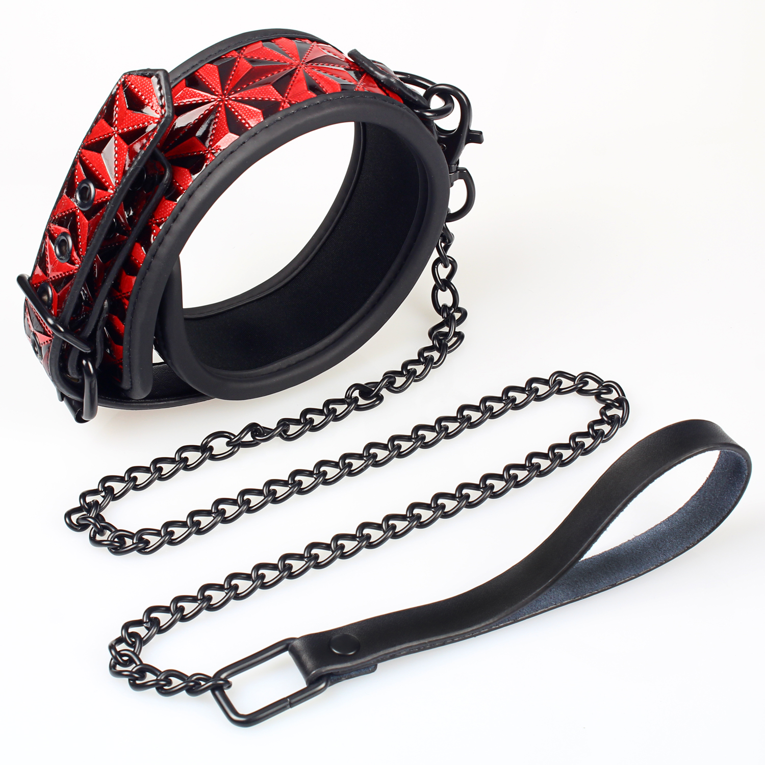 Set bondage BDSM per adulti con motivo diamante: manette, morsetti per capezzoli, frusta e corde per coppie
