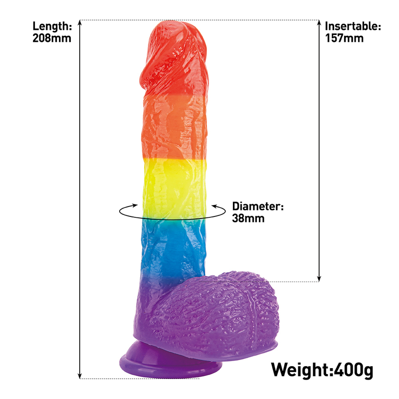 Bunter Regenbogen Soft Jelly Echter Penisdildo weibliche Masturbation 