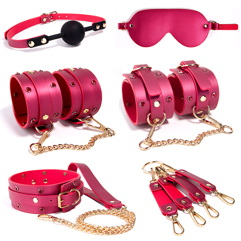 6pcs Fetish Kits Bed Hoofdsteunen Bondage Seksspeeltjes Terughoudendheid Gebonden bdsm Bondage Pak Sexy Flirten Alternatieve Speelgoed Volwassen Seksspeeltje