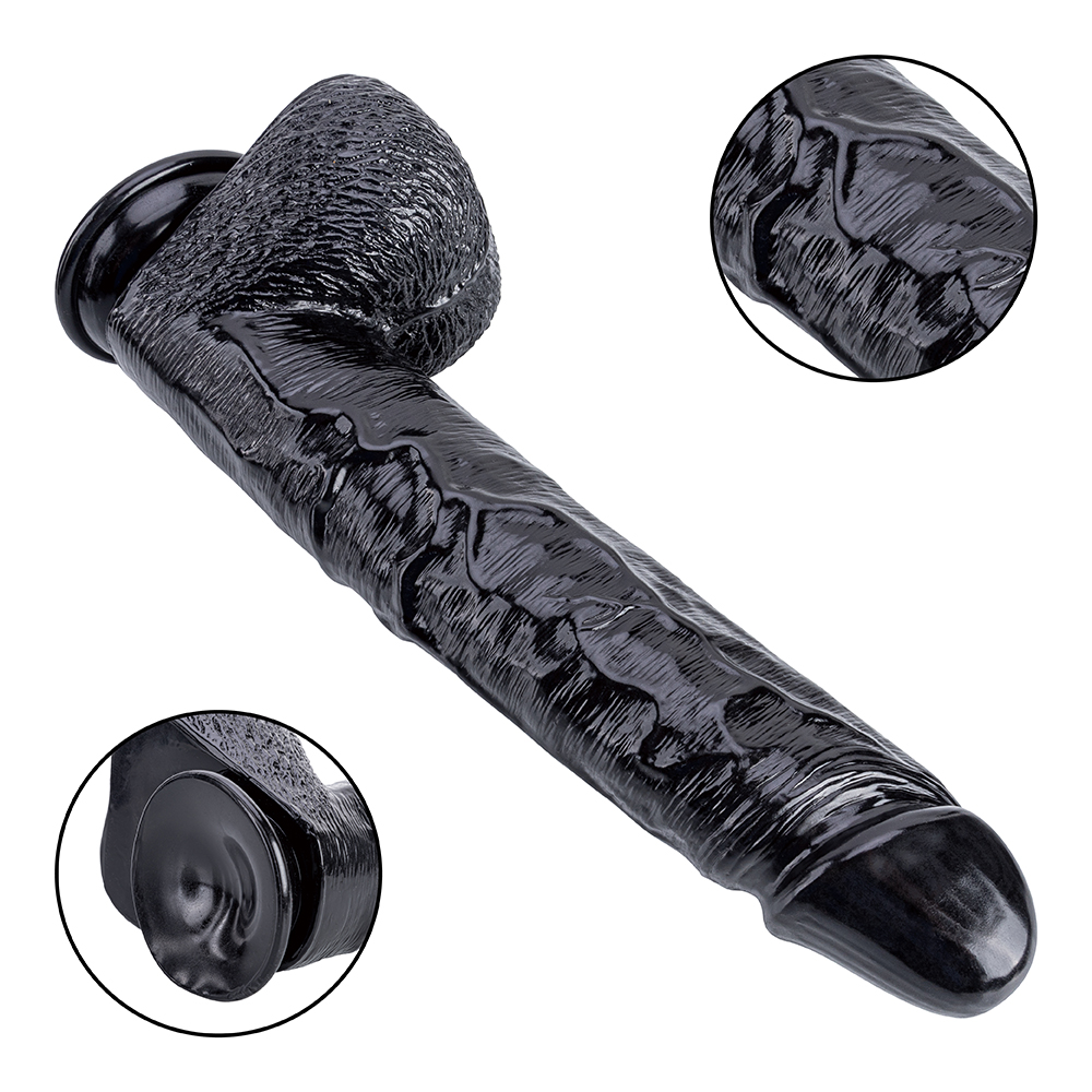 Realistischer, riesiger, weicher, biegsamer schwarzer PVC-Dildo mit starkem Saugnapf f&uuml;r erwachsene Frauen