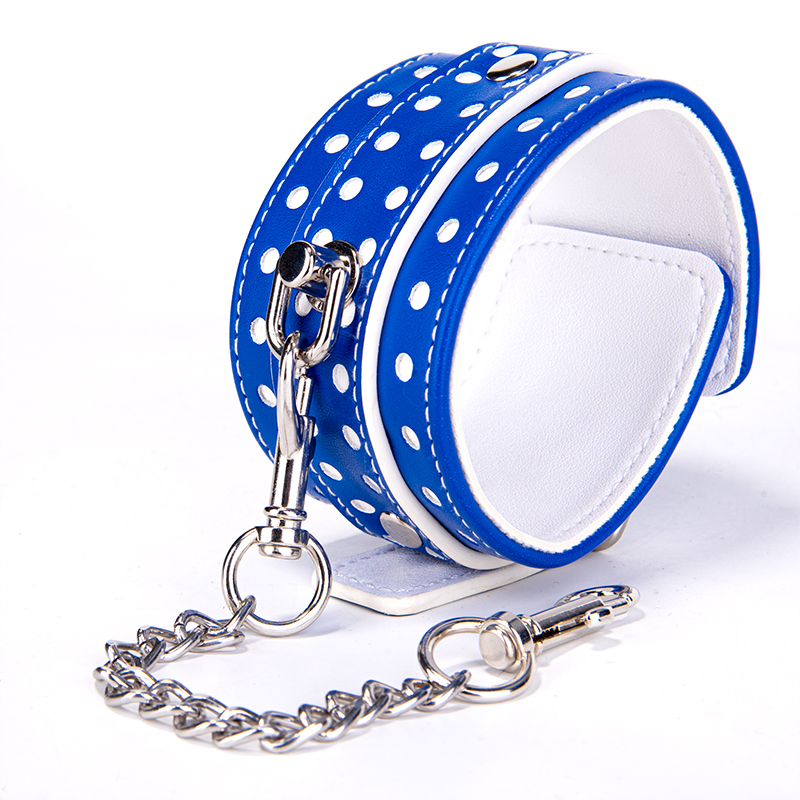BDSM-Bondage, blaue PU-Leder-Handschellen, erotisches Spielzeug f&uuml;r Erwachsene, zum Spielen mit Fesseln