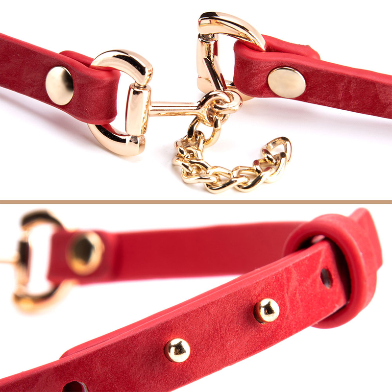 Vendita all'ingrosso Elegante collare in pelle SM con catena in metallo per adulti Squisita collana girocollo in pelle BDSM per donne e uomini