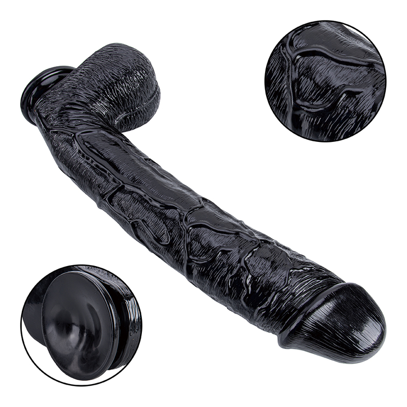 Erotikshop f&uuml;r riesiges, realistisches, weiches PVC-Dildo mit schwarzem K&ouml;rper, sicheres weibliches Masturbations-Sexspielzeug