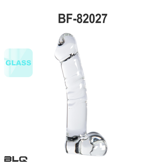 Glazen dildo met grote ballen